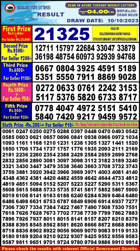 Dear 50 Azure Tuesday Weekly Lottery Result,4 pm, 23.01.2024.